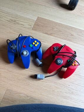 Red + Blue Controllers for Nintendo 64
